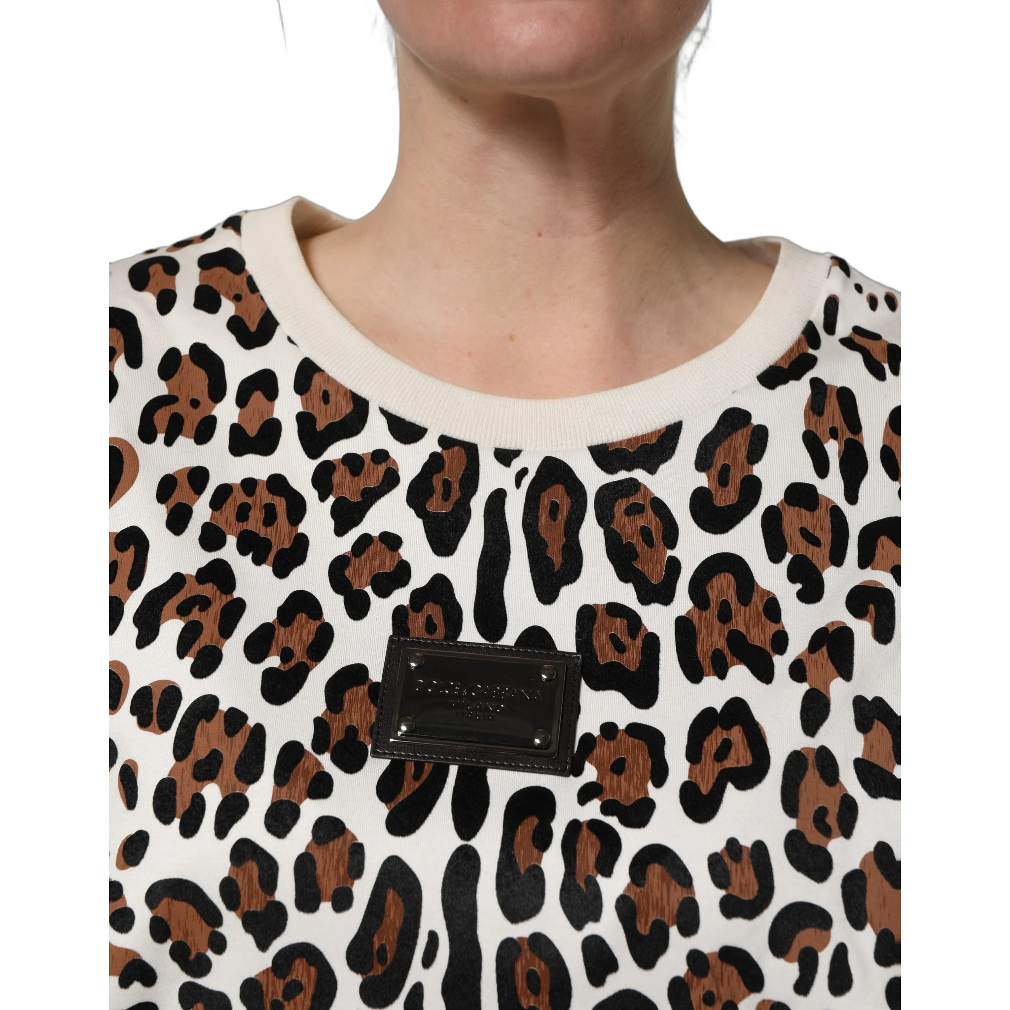 Multicolor Leopard Print Crew Neck T-shirt