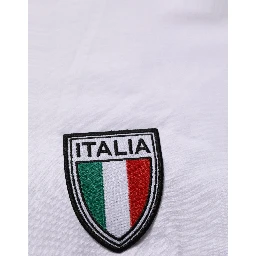 White Italia Flag Patch Round Neck T-shirt