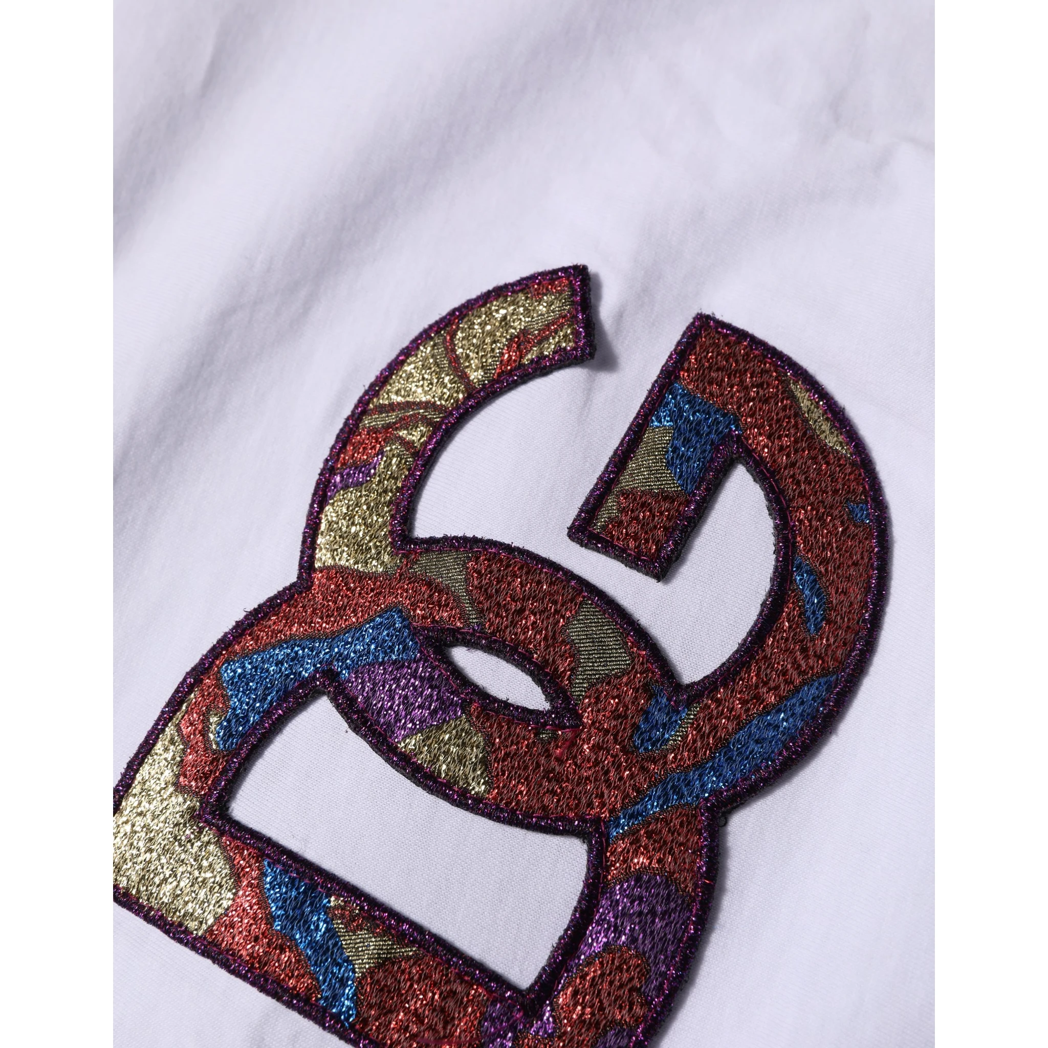 White Cotton DG Logo Patch Crew Neck T-shirt