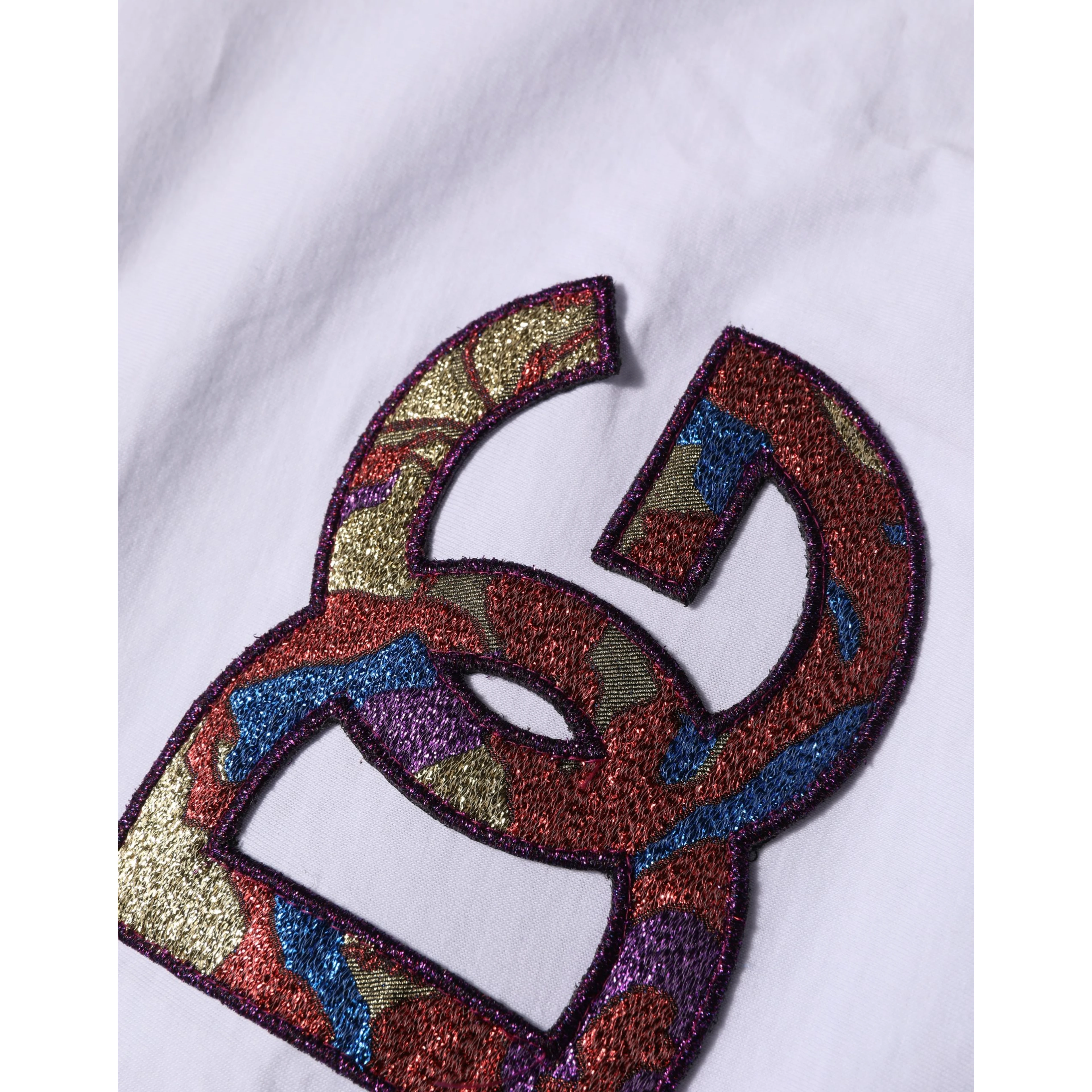 White Cotton DG Logo Patch Crew Neck T-shirt