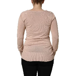 Beige Ribbed V-neck Front Tie Cardigan Sweater