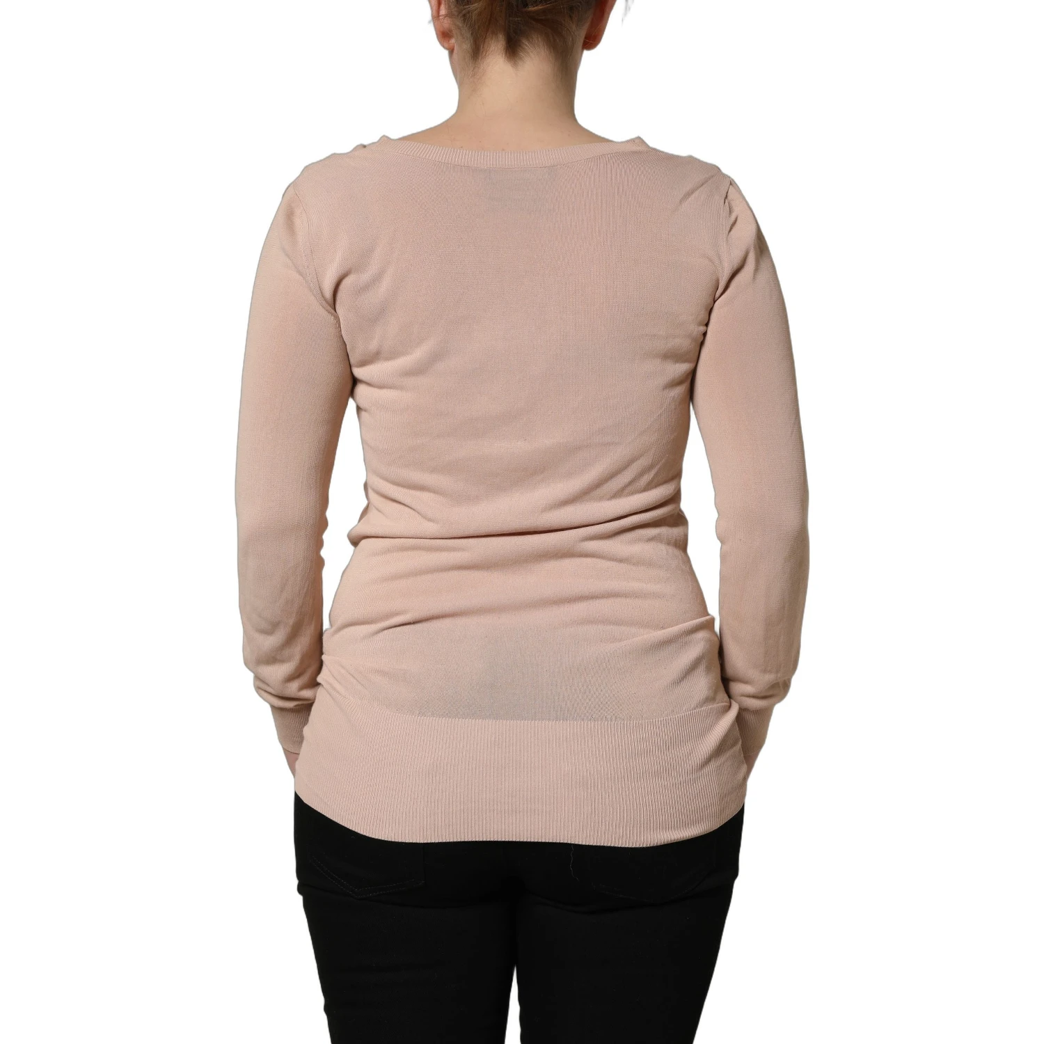 Beige Ribbed V-neck Front Tie Cardigan Sweater