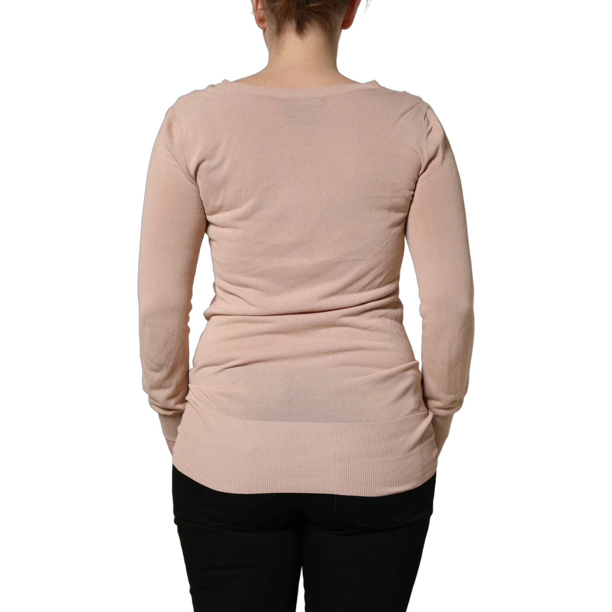 Beige Ribbed V-neck Front Tie Cardigan Sweater