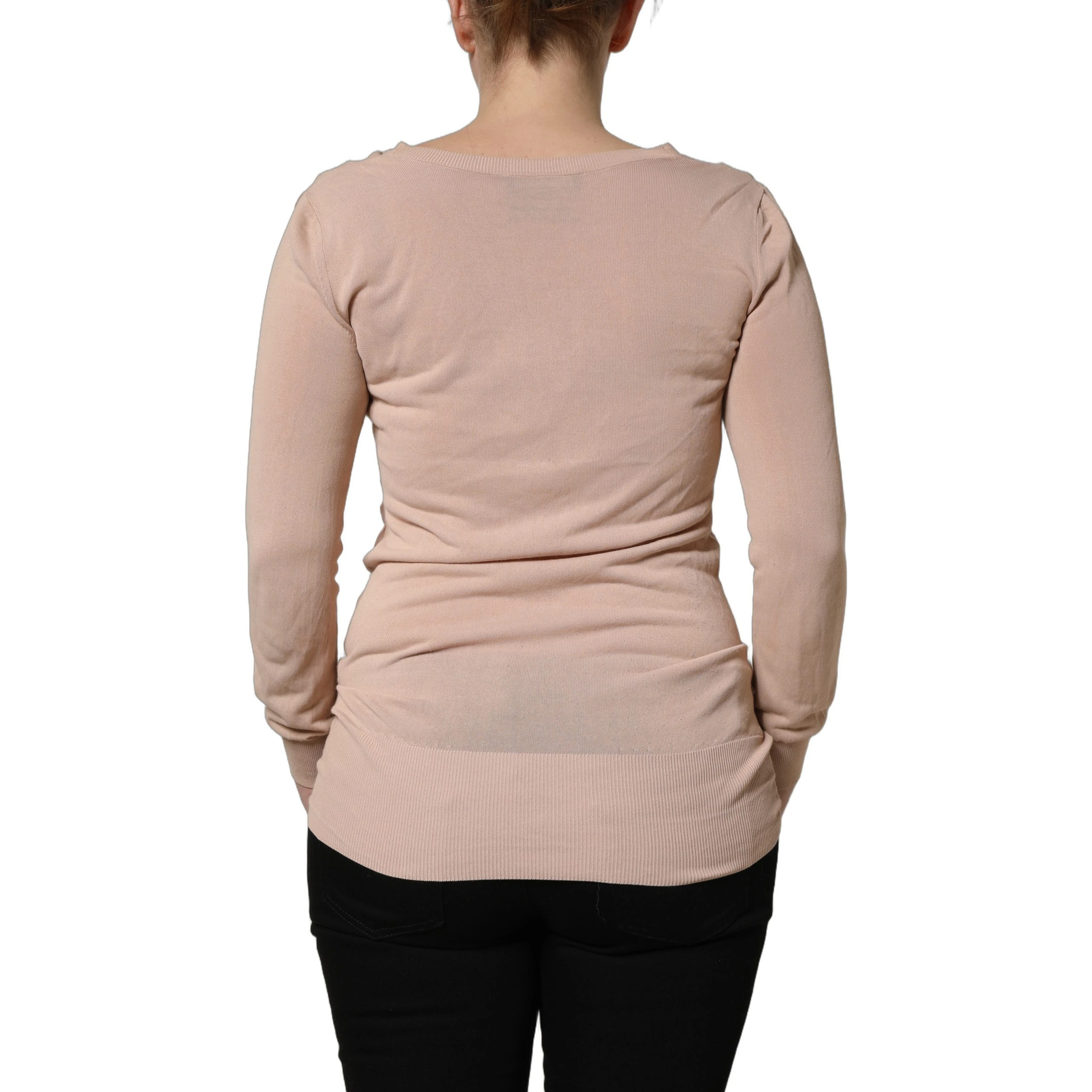 Beige Ribbed V-neck Front Tie Cardigan Sweater