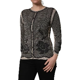 Black Floral Lace ButtonDownCardigan Sweater