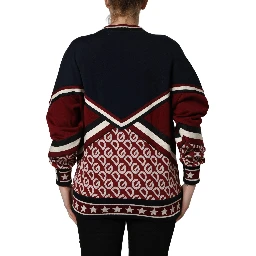 Blue Red Paneled 'Royals' Patch Sweatshirt Sweater