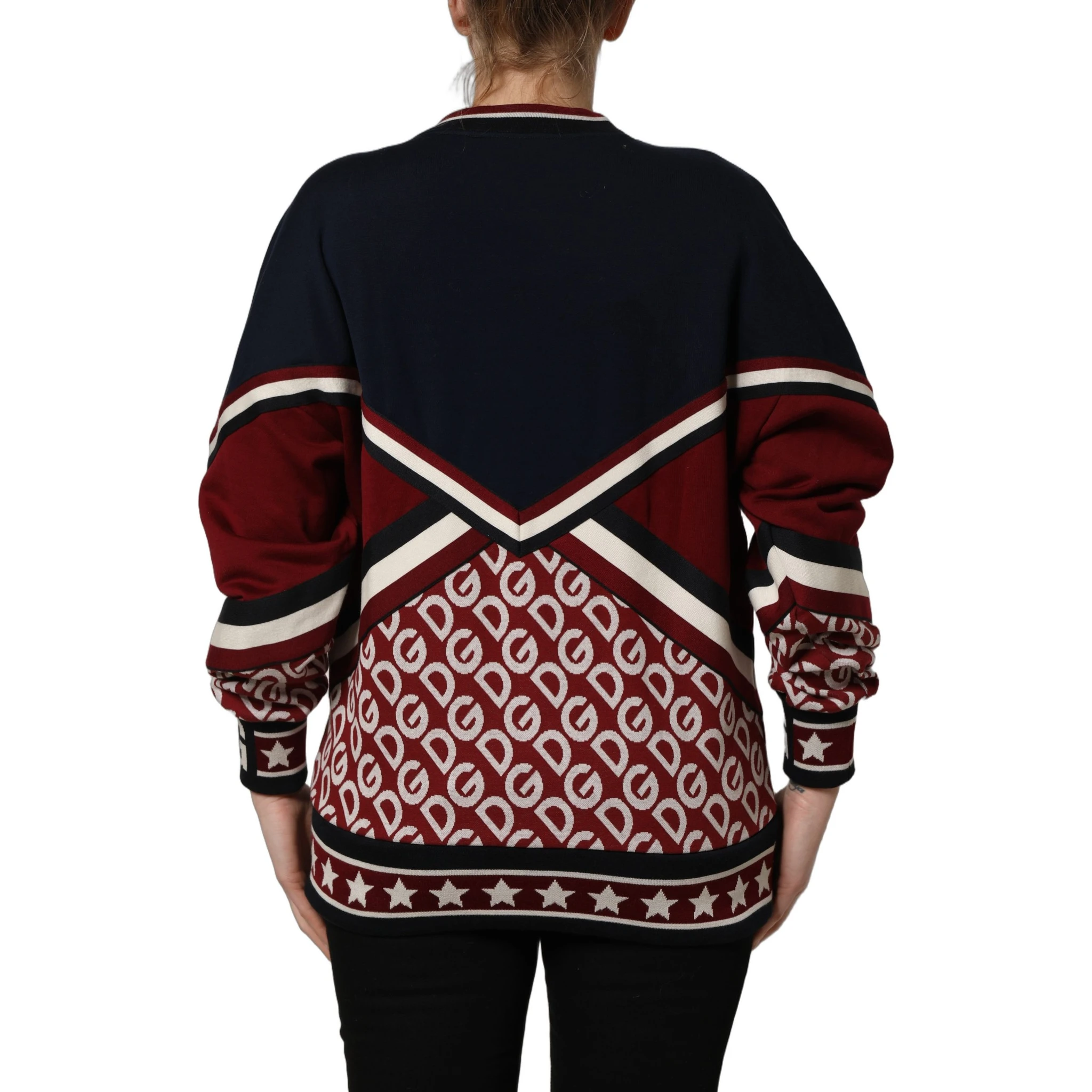 Blue Red Paneled 'Royals' Patch Sweatshirt Sweater