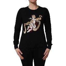 Black Angels Wool Crew Neck Pullover Sweater