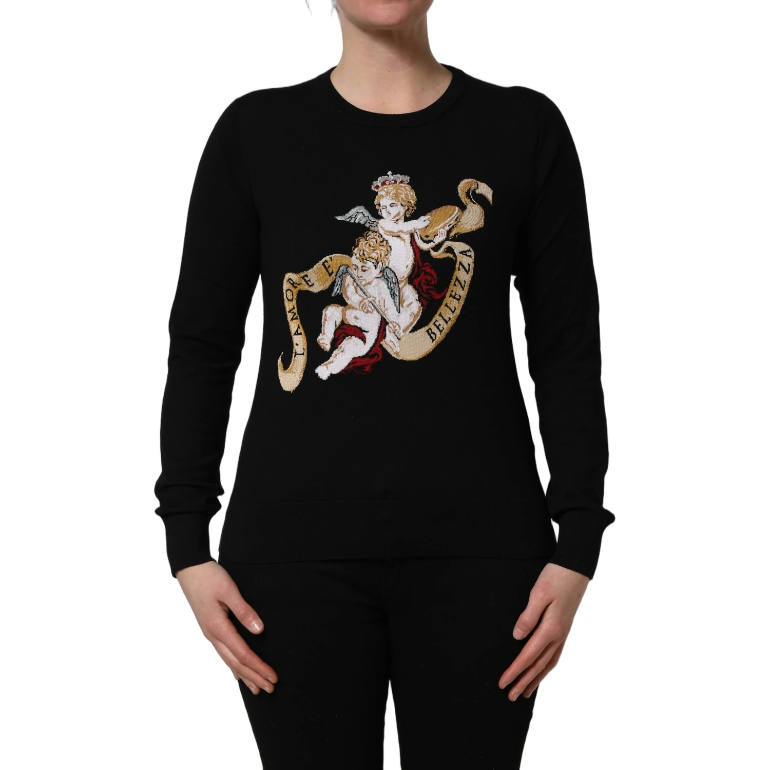 Black Angels Wool Crew Neck Pullover Sweater