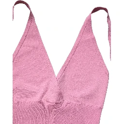 Pink Halter Neck Fitted Cropped Tank Top