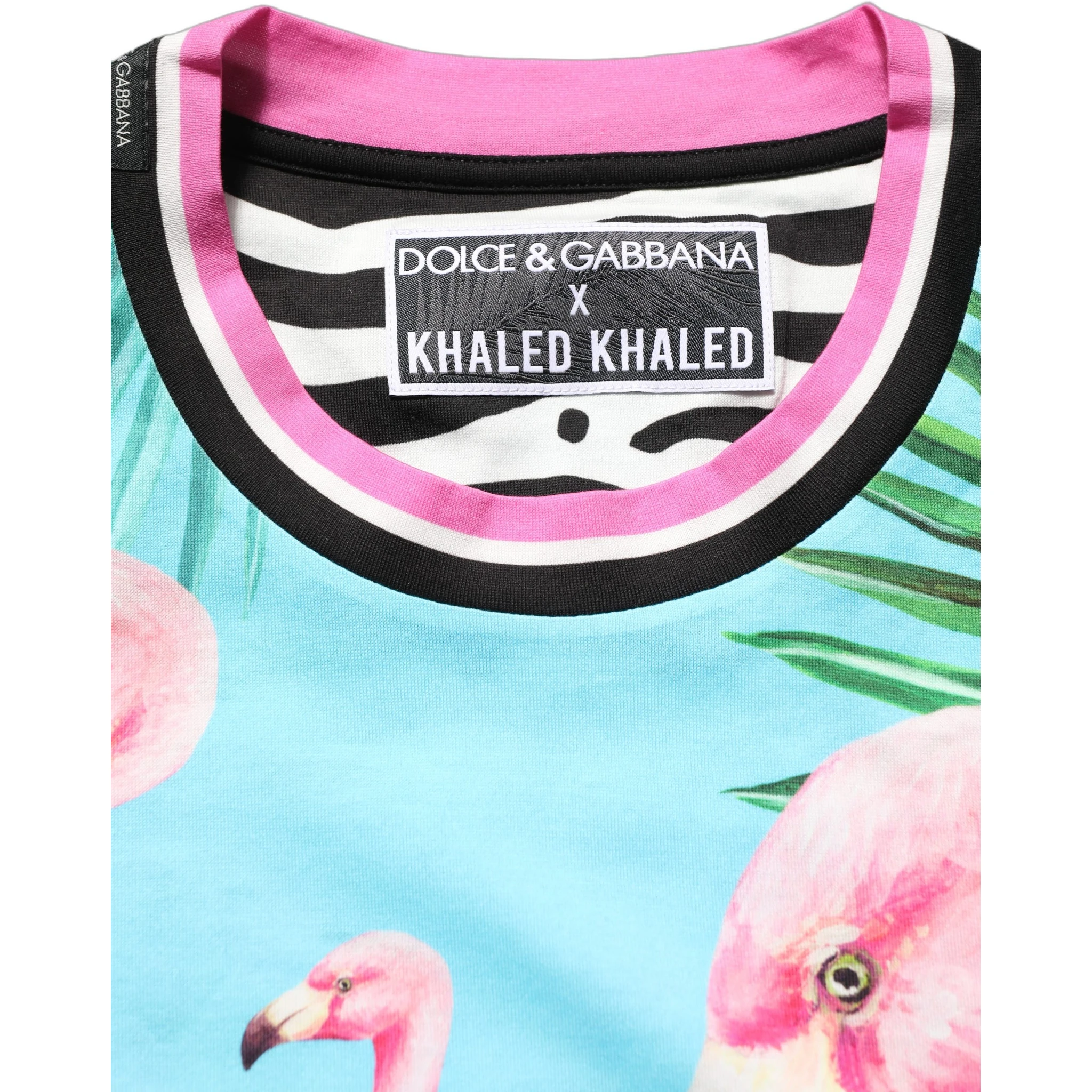 Multicolor Flamingo ZebraStriped Trim T-shirt