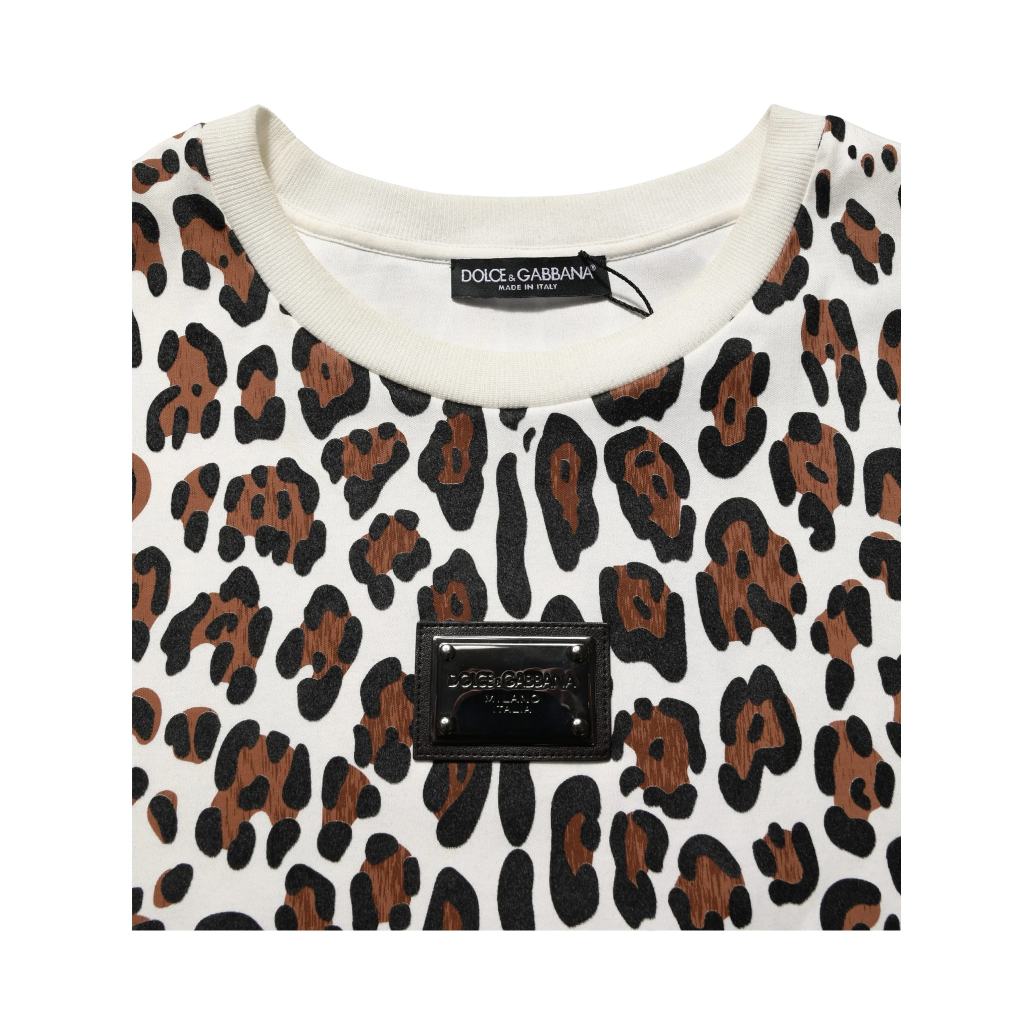 Multicolor Leopard Print Crew Neck T-shirt
