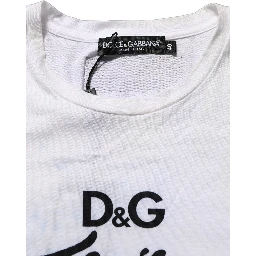 White D&G is Flowers Print Round Neck T-shirt