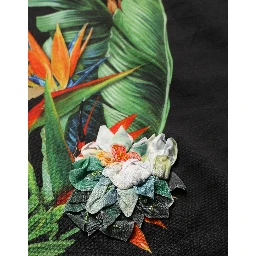 Black Tropical Jungle Round Neck T-shirt