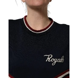 Blue Red Paneled 'Royals' Patch Sweatshirt Sweater