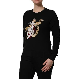 Black Angels Wool Crew Neck Pullover Sweater