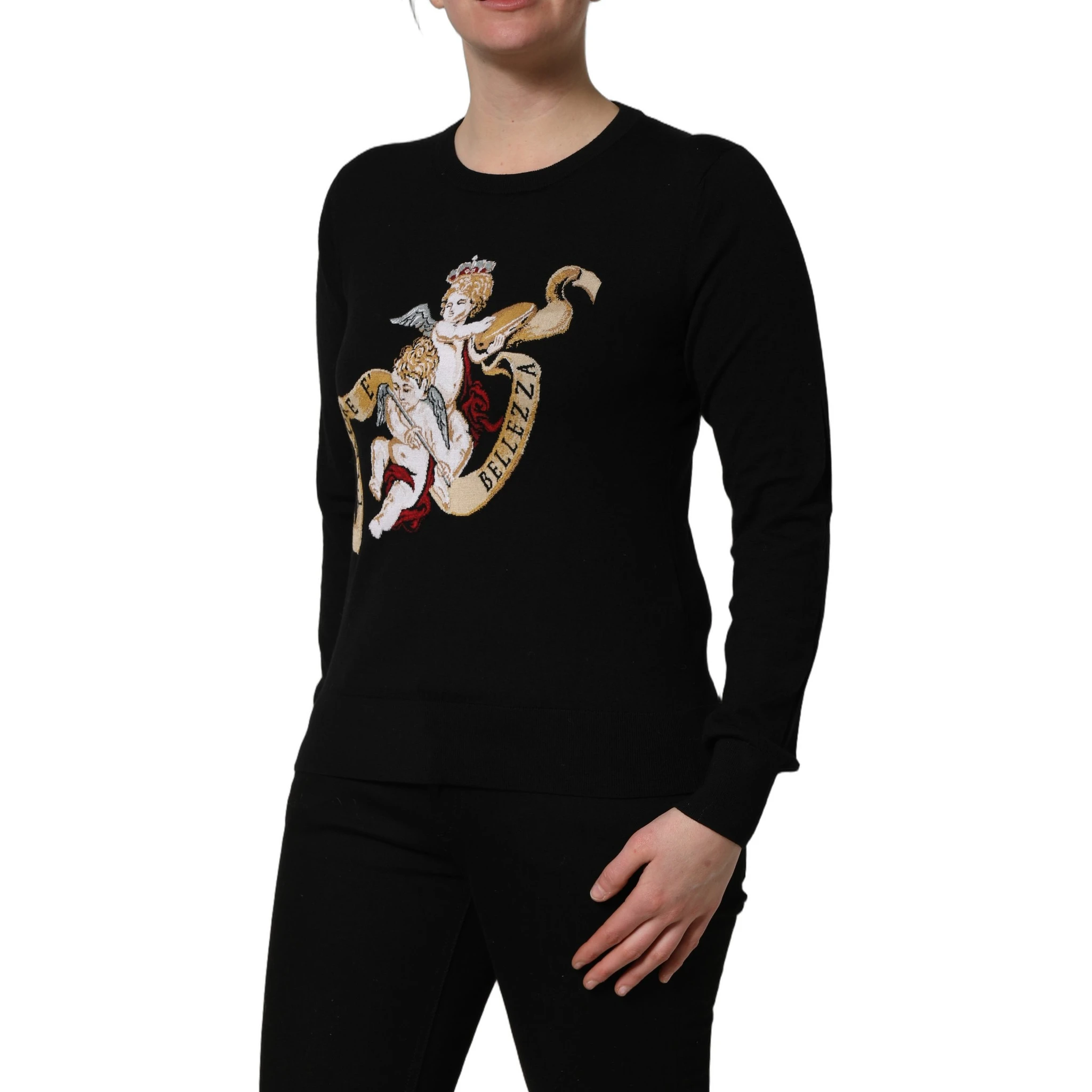 Black Angels Wool Crew Neck Pullover Sweater