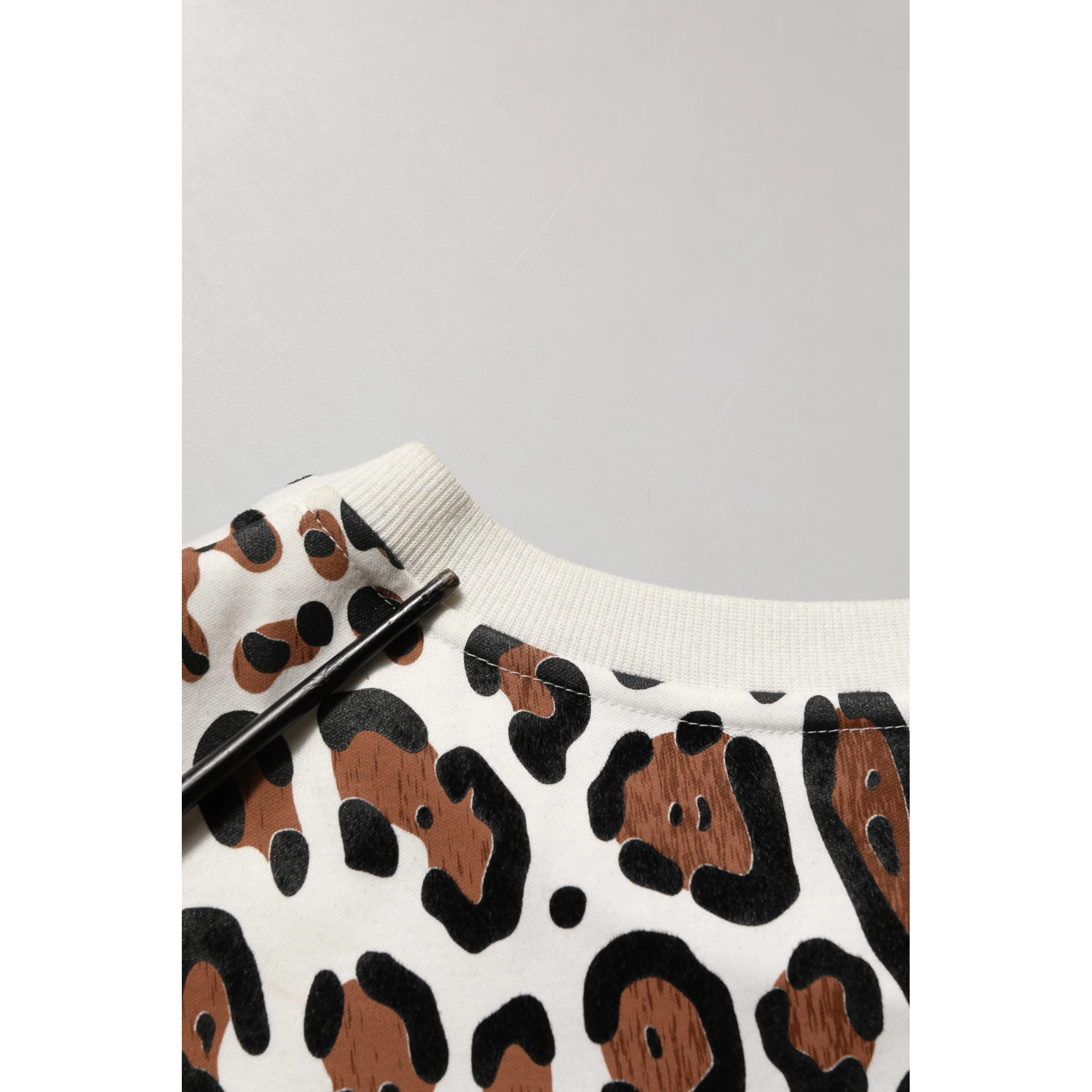 Multicolor Leopard Print Crew Neck T-shirt