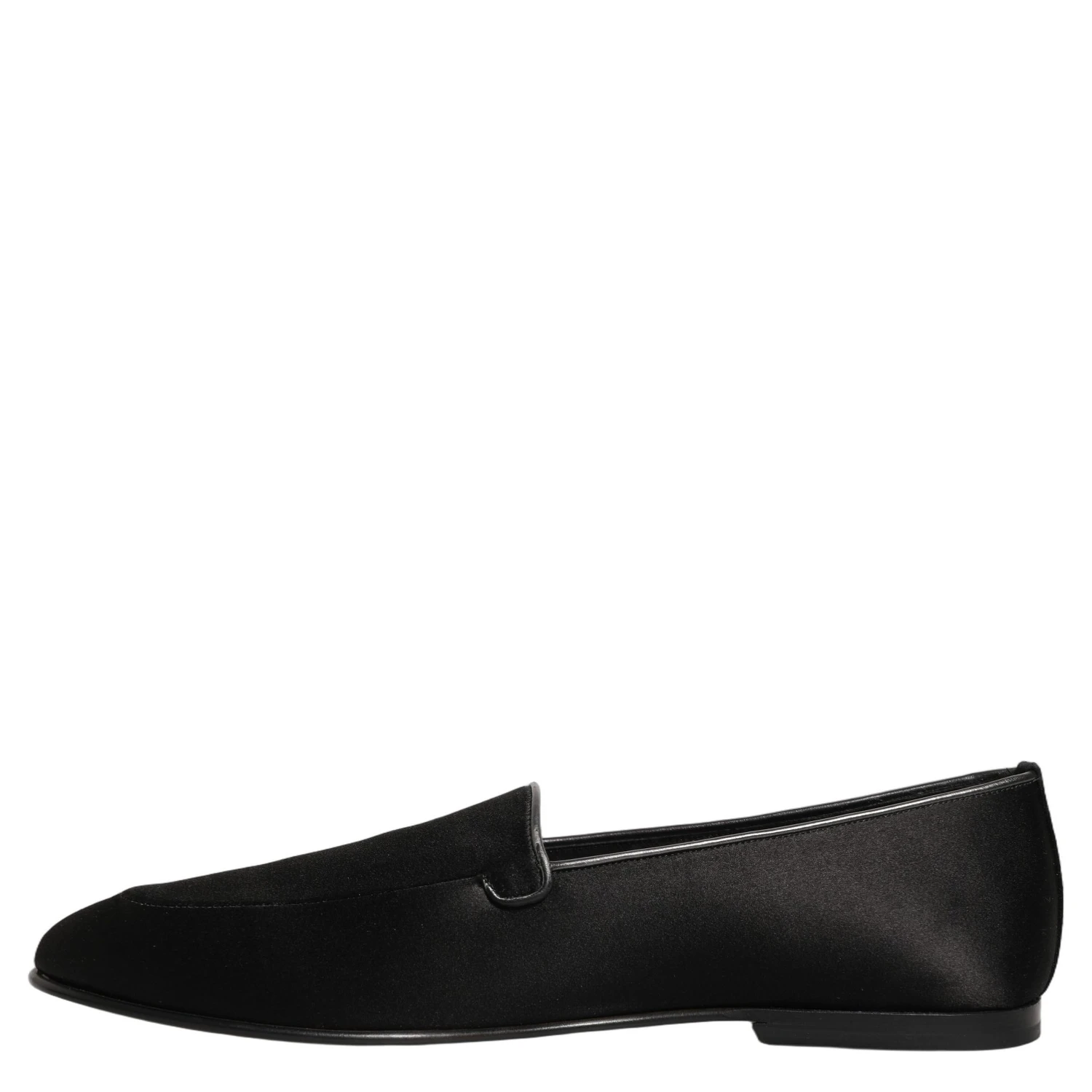 Black Satin Logo Slip On Flats Loafers Shoes
