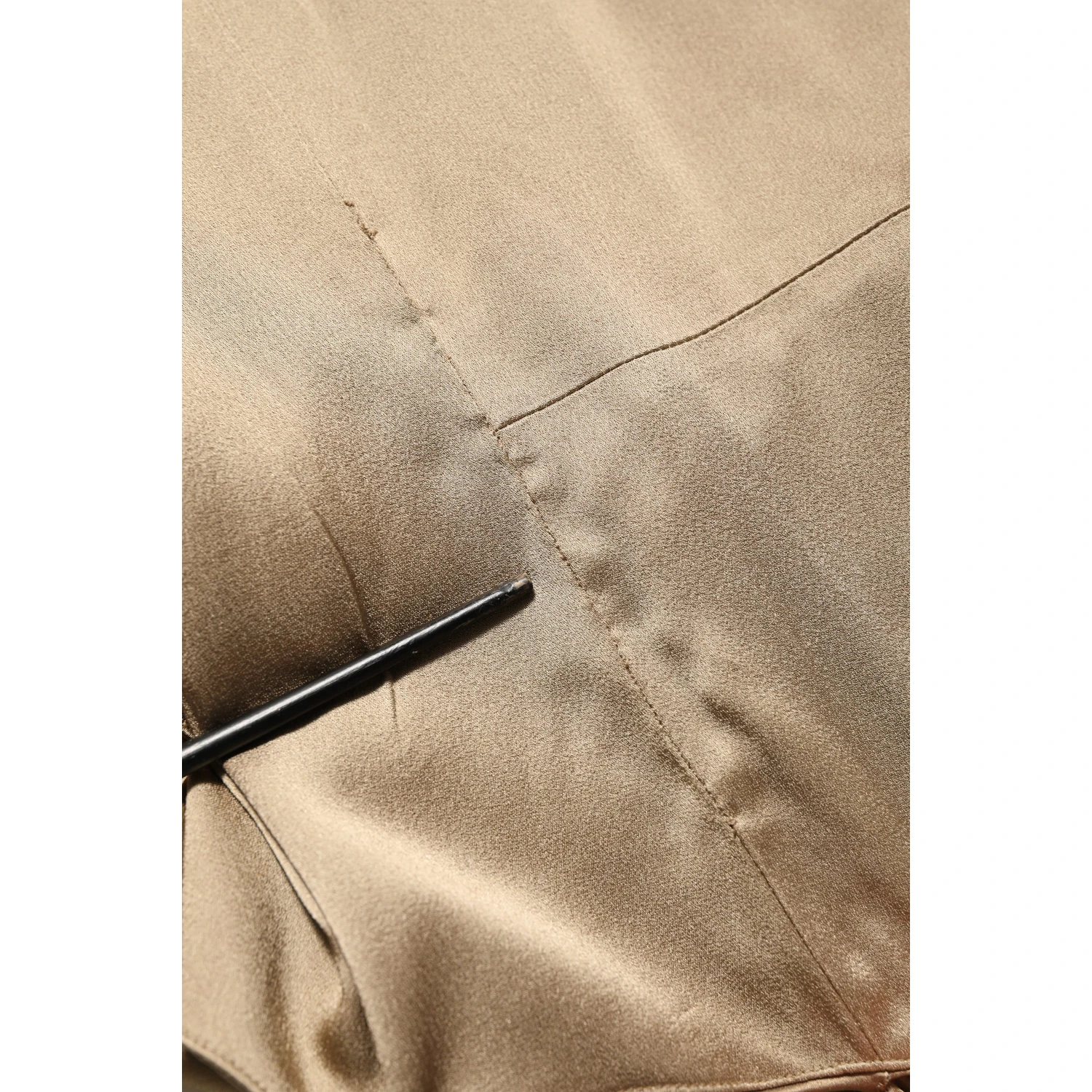 Bronze Toned Satin Fringe Hemmed Shawl Midi Dress