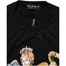 Black Angels Wool Crew Neck Pullover Sweater
