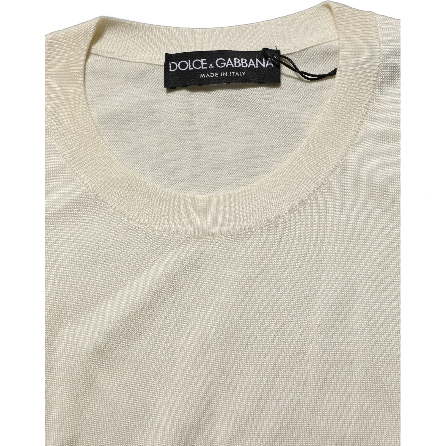 Off White 3/4 Sleeves Crewneck Pullover Sweater