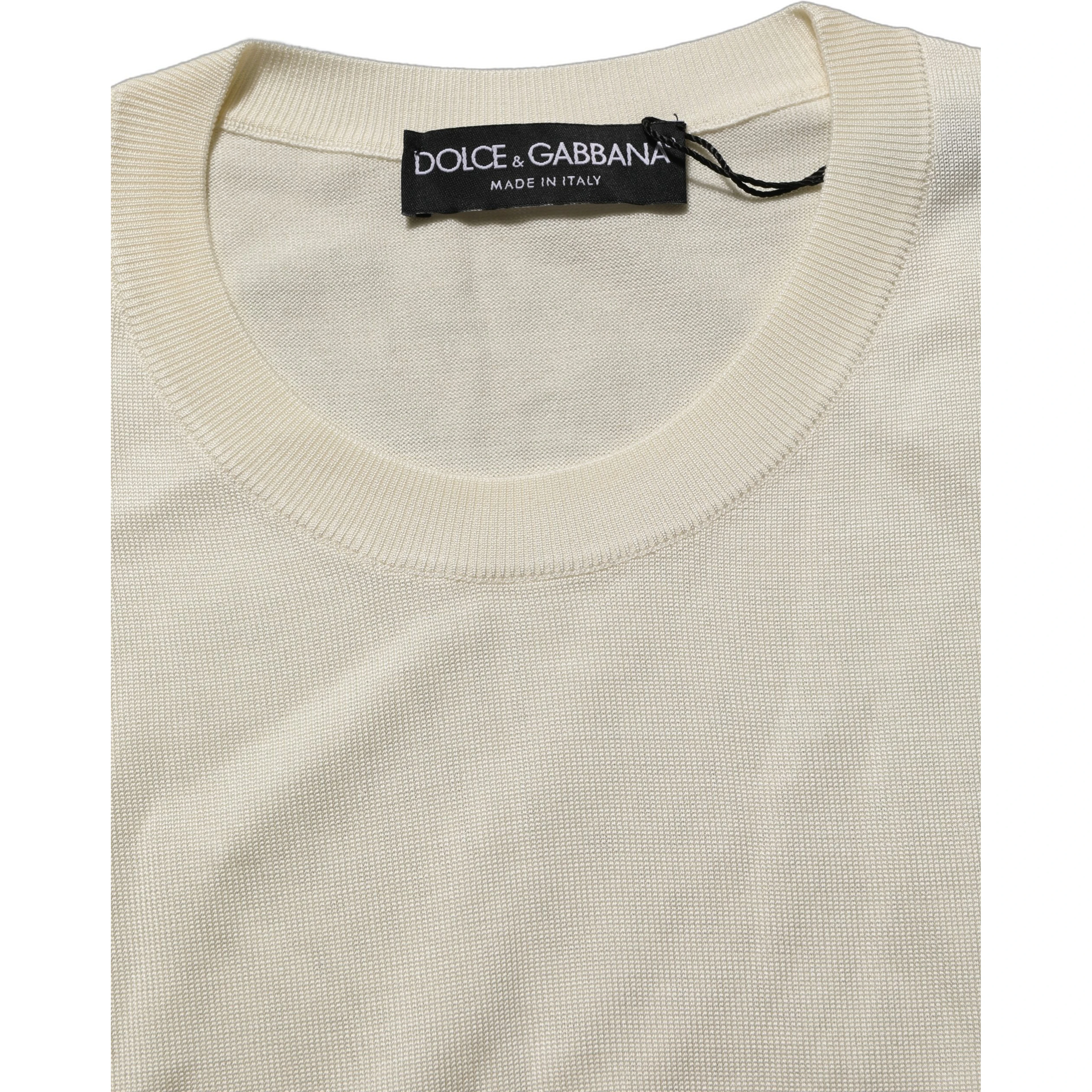 Off White 3/4 Sleeves Crewneck Pullover Sweater