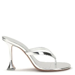 Silver Calf Leather Bos Taurus Stiletto Heel Sandals