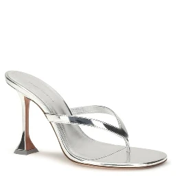 Silver Calf Leather Bos Taurus Stiletto Heel Sandals