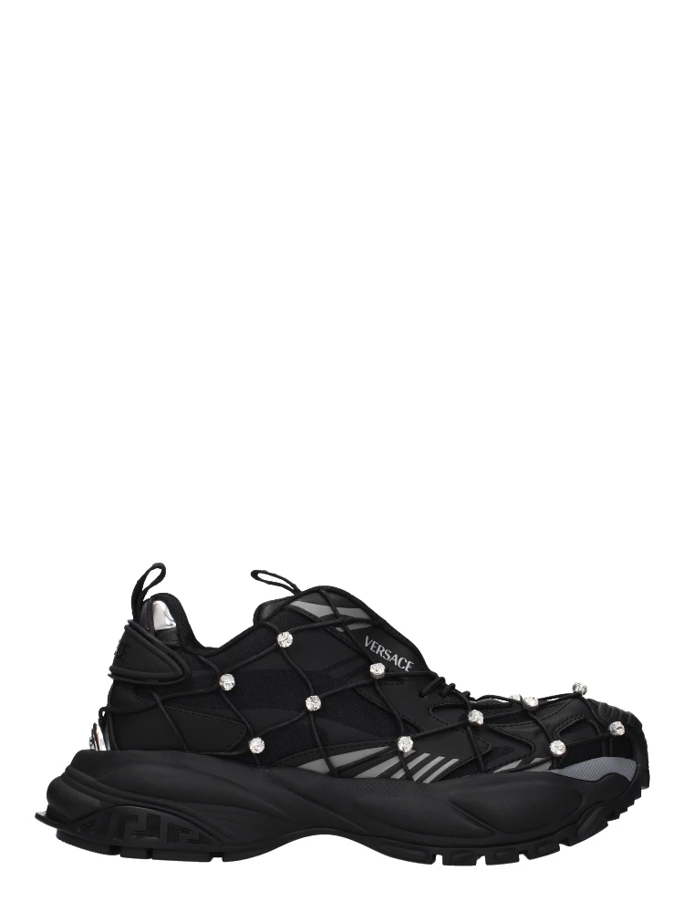 Black Fabric Chunky Sneakers