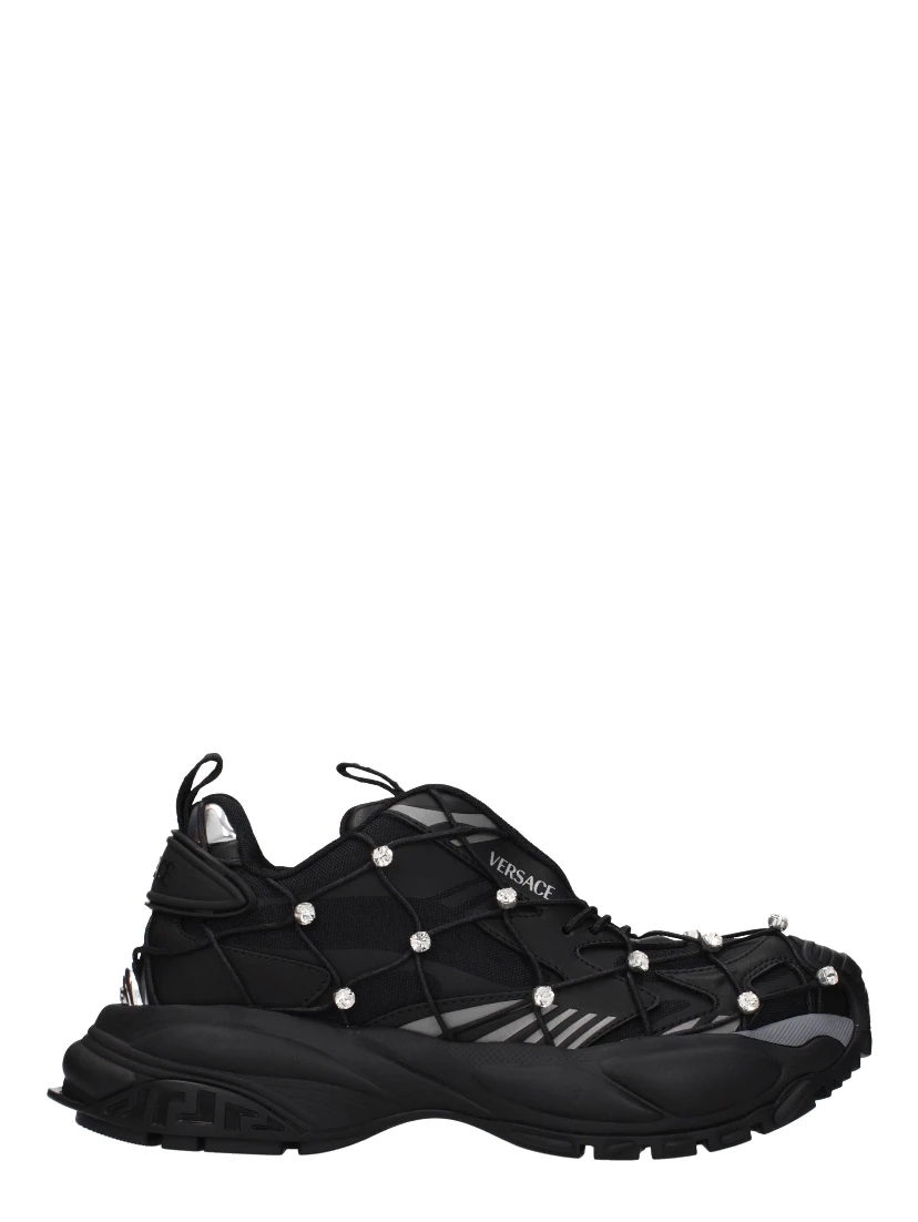 Black Fabric Chunky Sneakers
