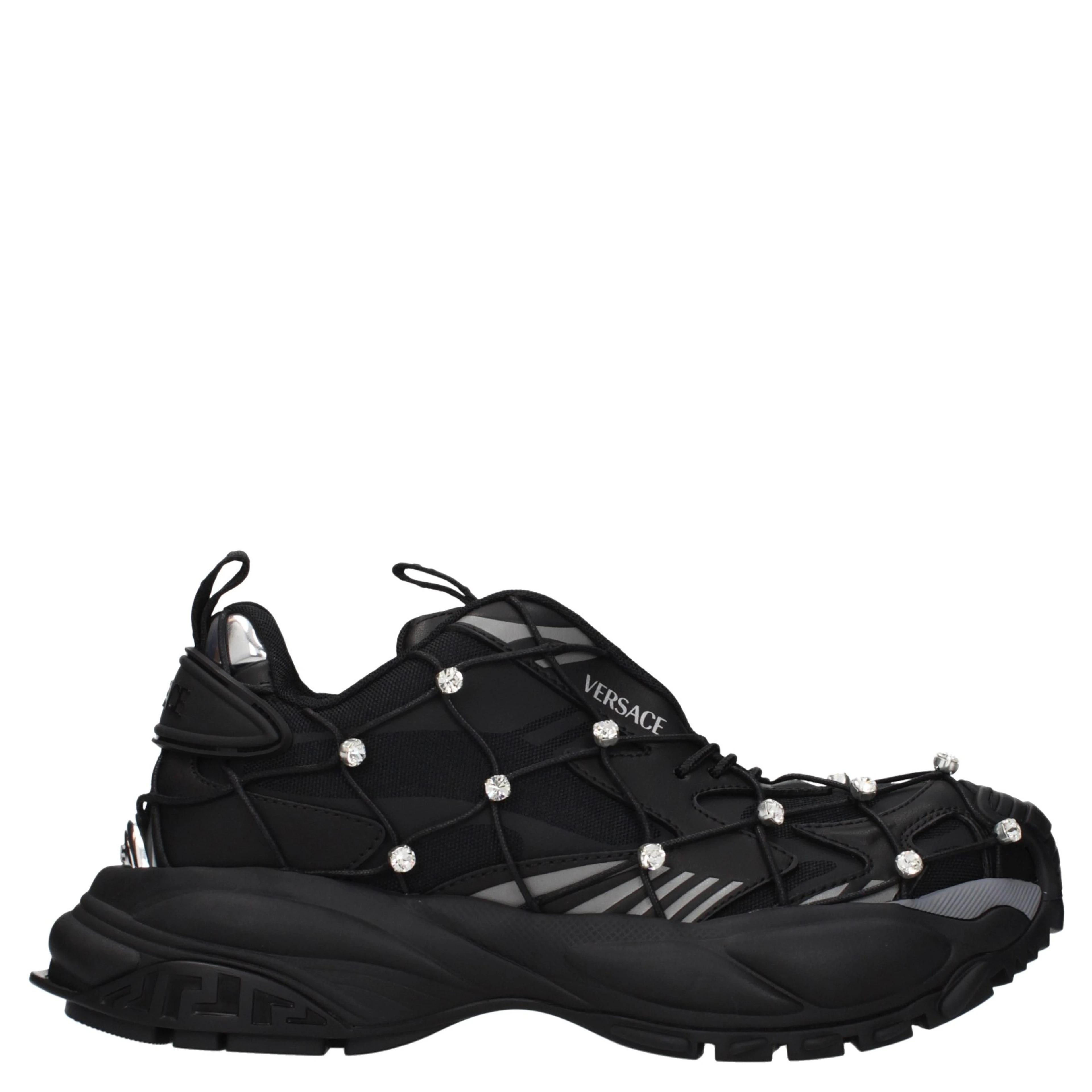 Black Fabric Chunky Sneakers