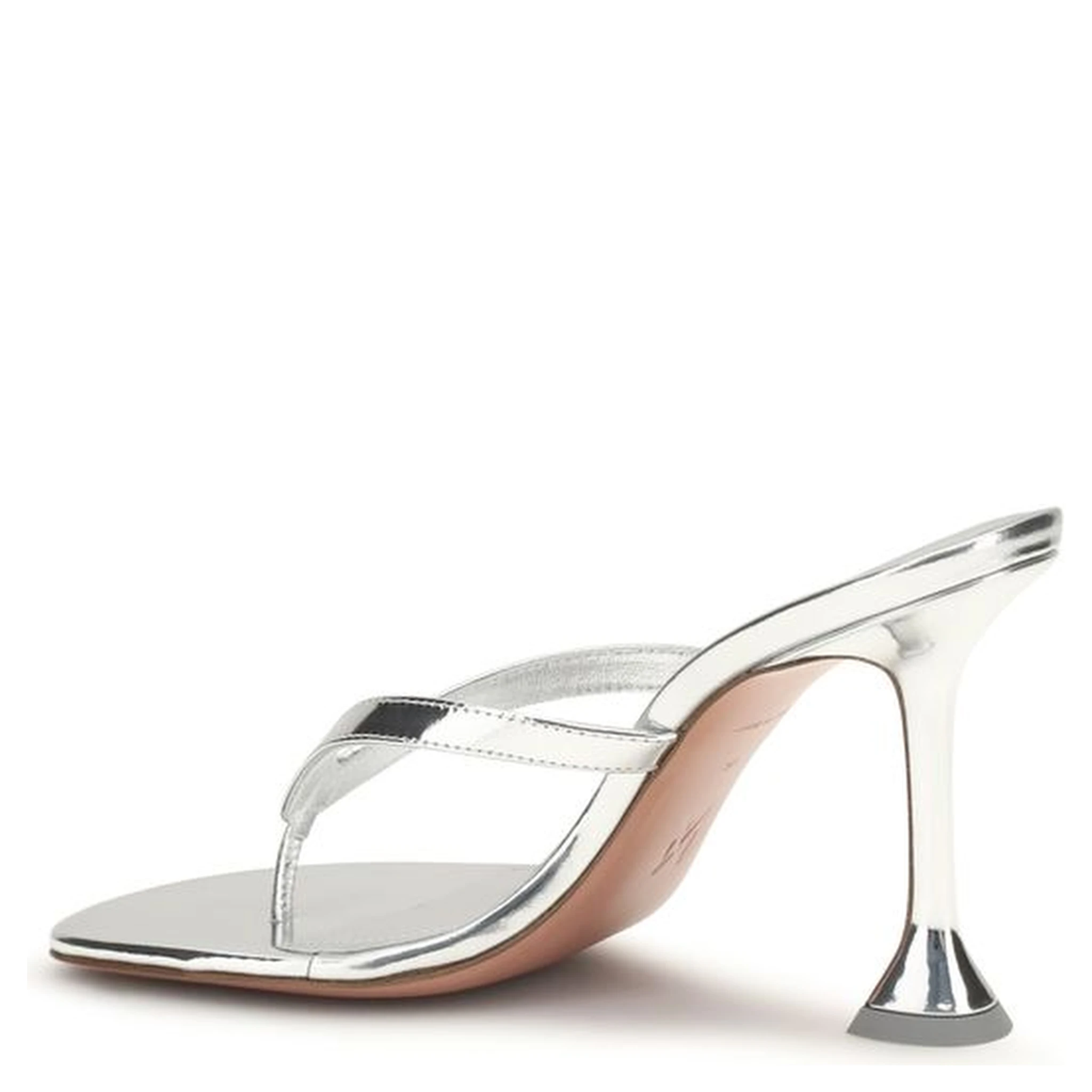 Silver Calf Leather Bos Taurus Stiletto Heel Sandals