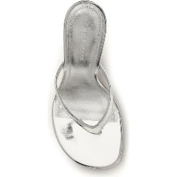 Silver Calf Leather Bos Taurus Stiletto Heel Sandals