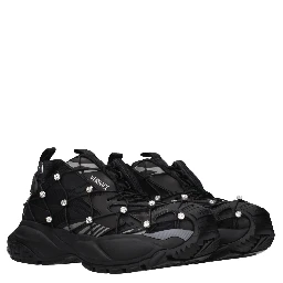 Black Fabric Chunky Sneakers