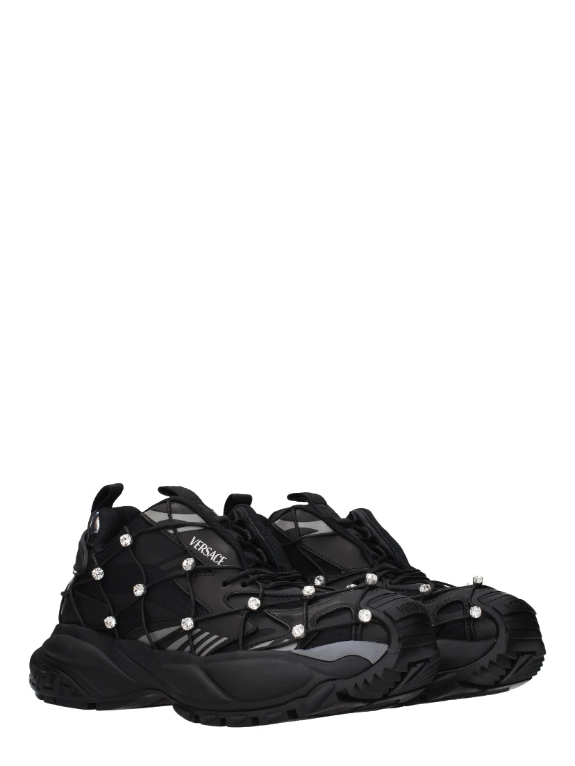 Black Fabric Chunky Sneakers