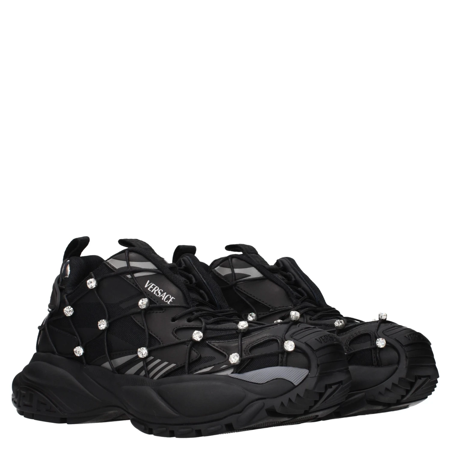 Black Fabric Chunky Sneakers