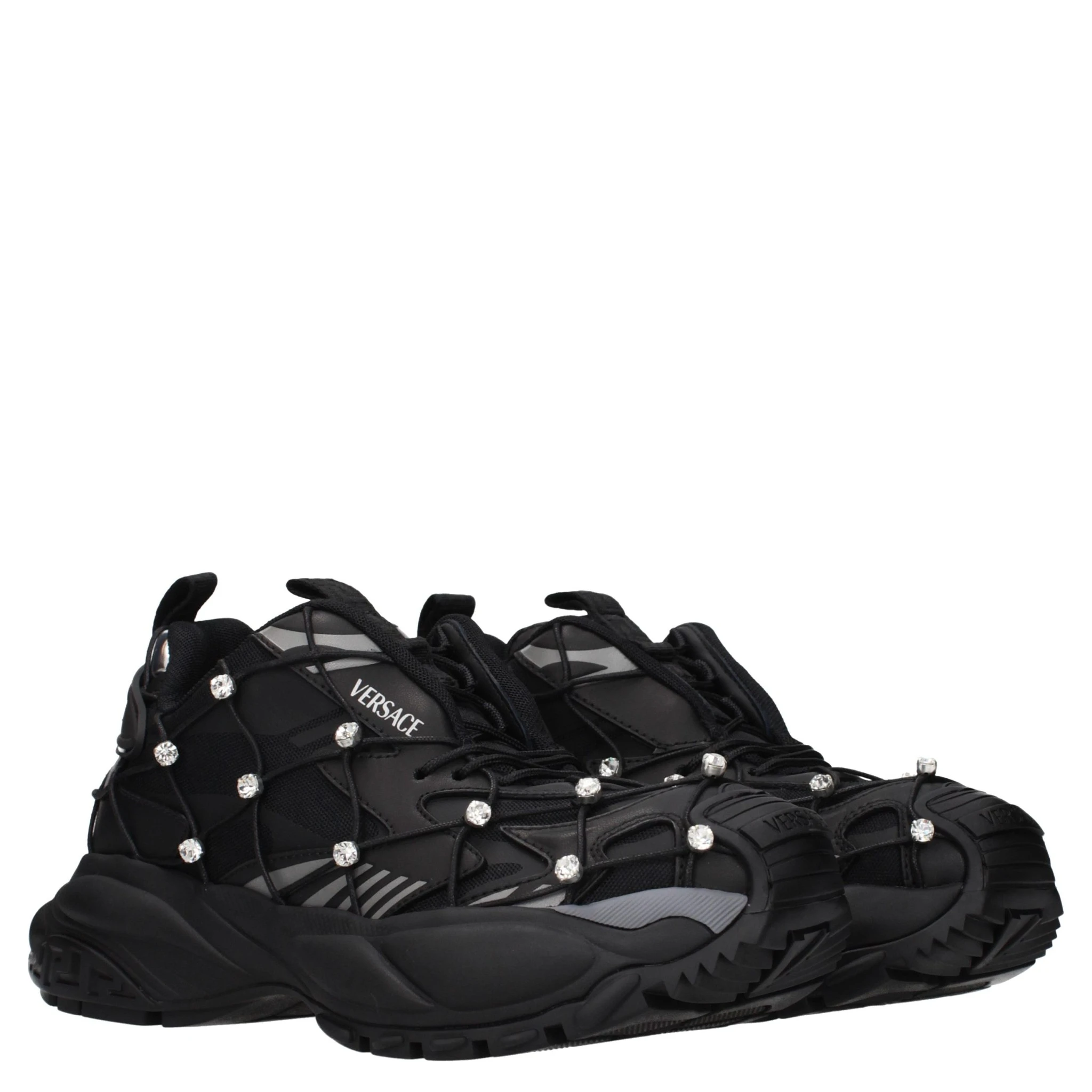Black Fabric Chunky Sneakers
