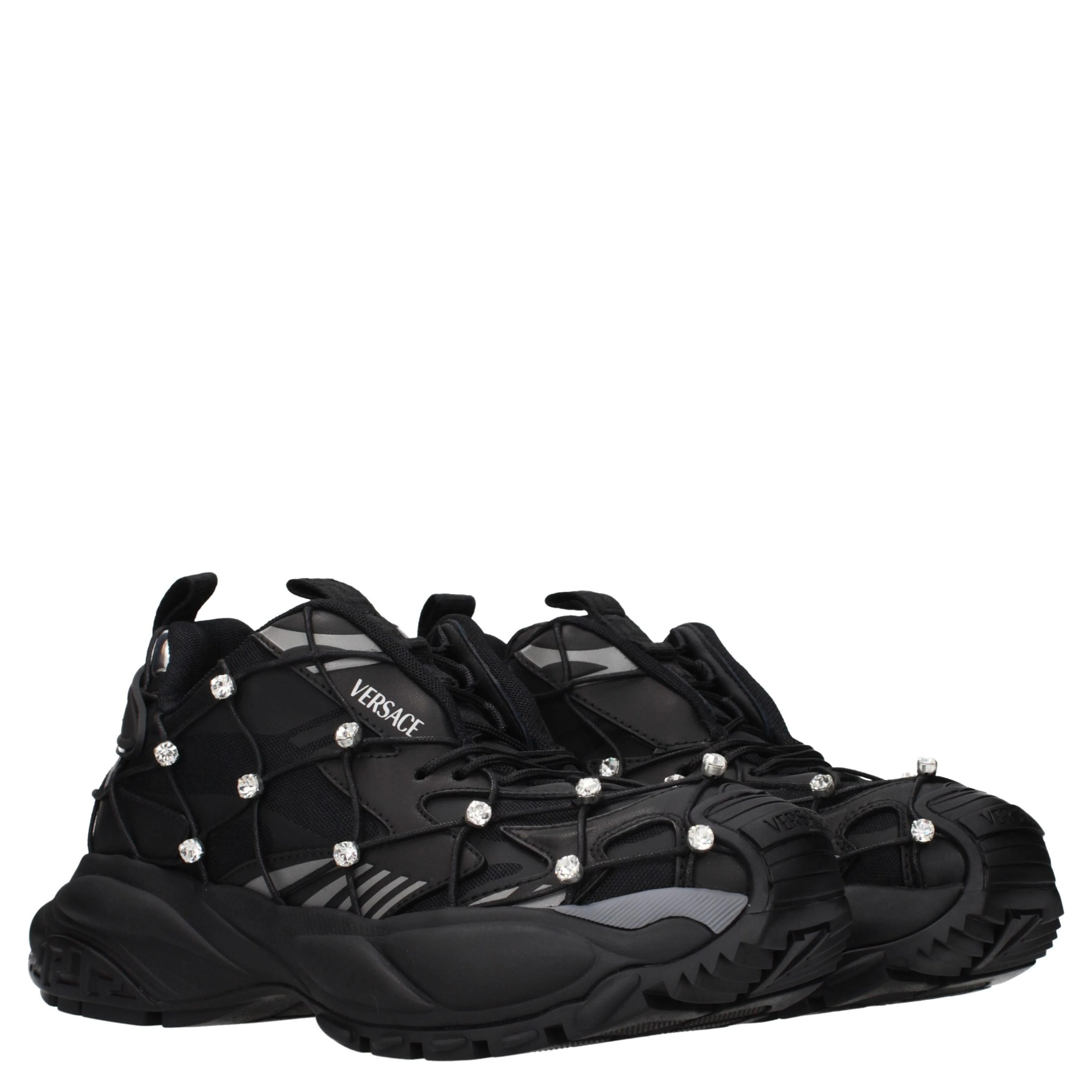 Black Fabric Chunky Sneakers