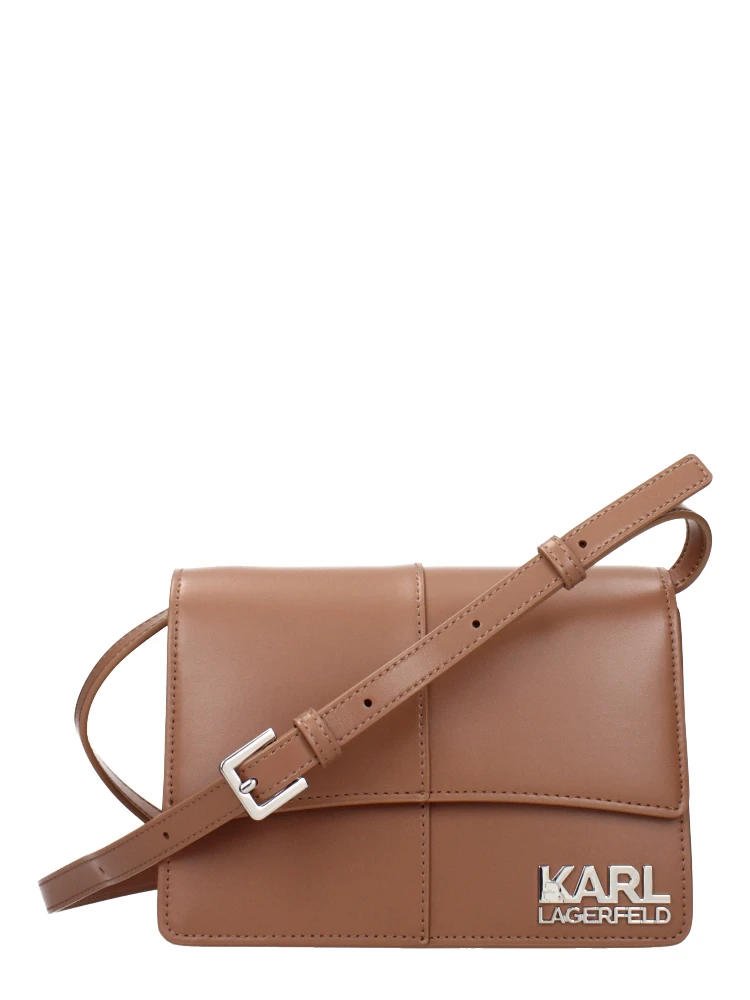 Brown Polyethylene Crossbody Bag
