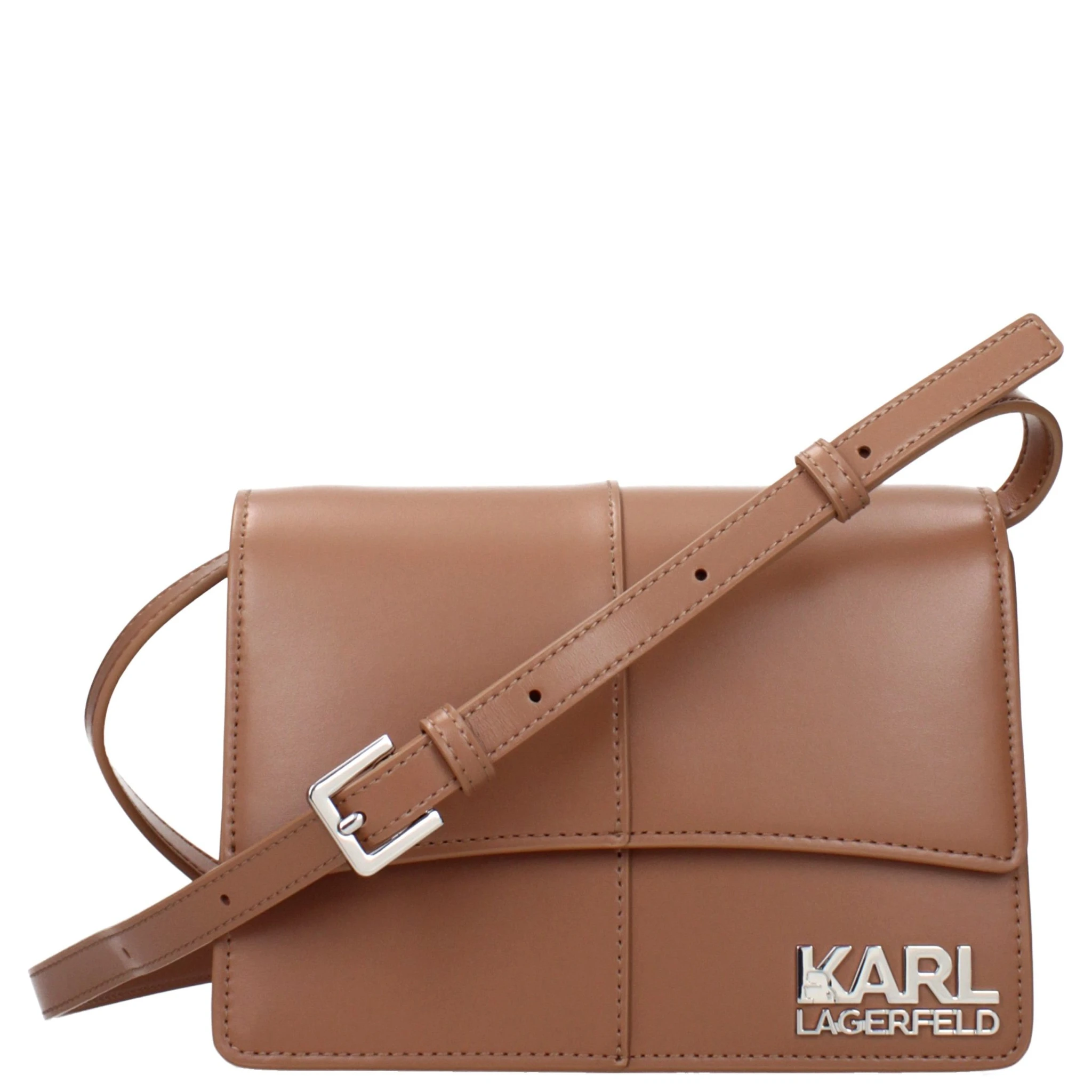 Brown Polyethylene Crossbody Bag