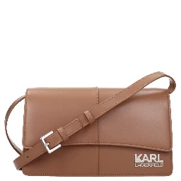 Brown Polyethylene Crossbody Bag