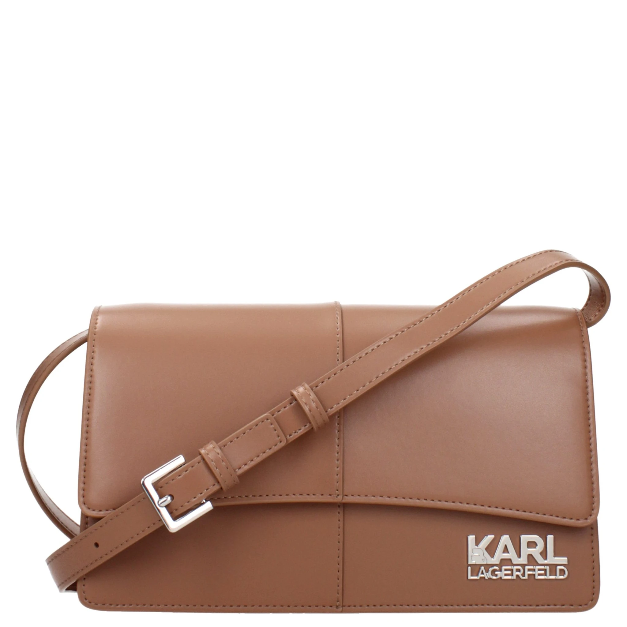 Brown Polyethylene Crossbody Bag