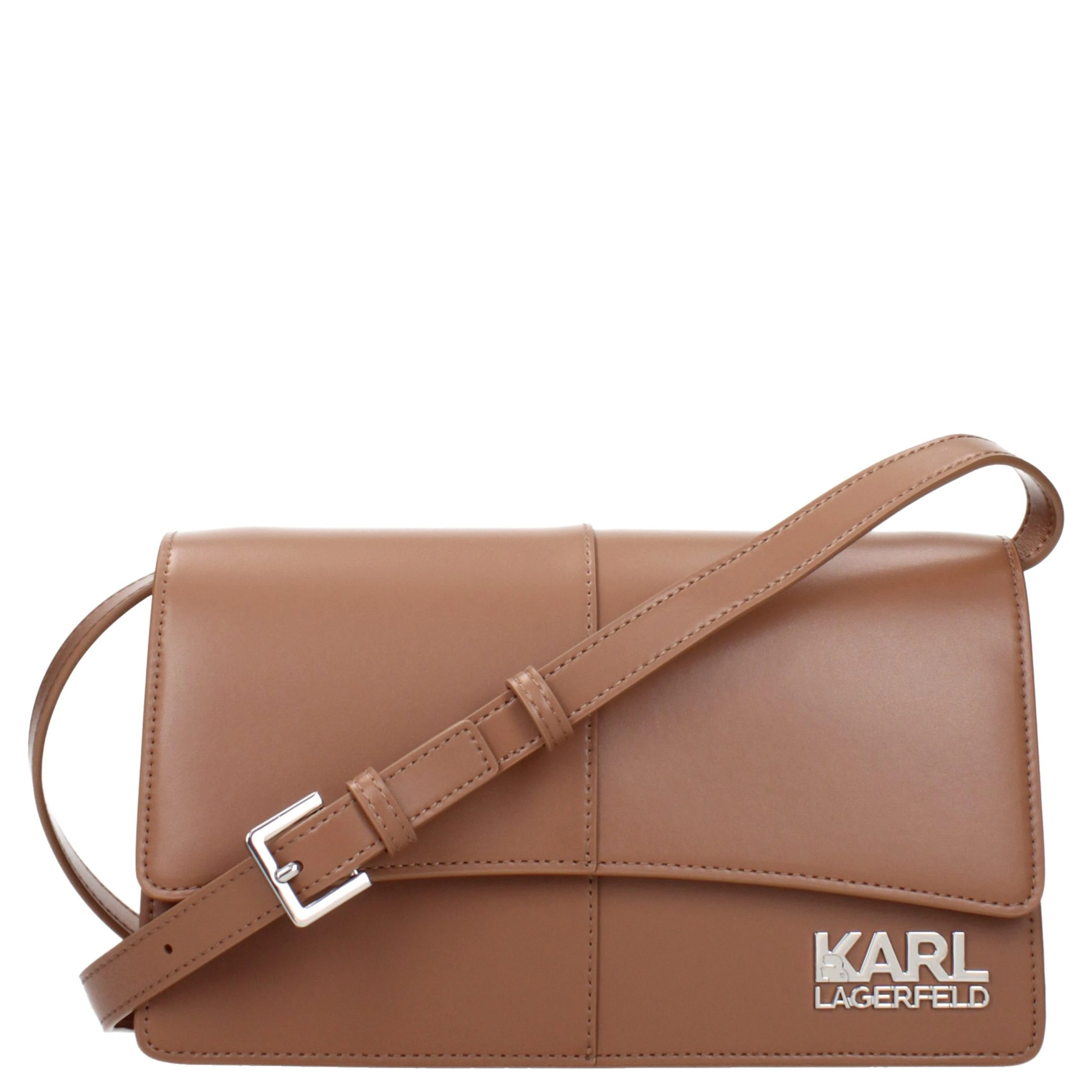 Brown Polyethylene Crossbody Bag