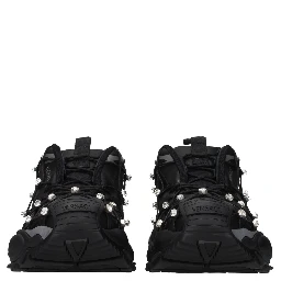 Black Fabric Chunky Sneakers