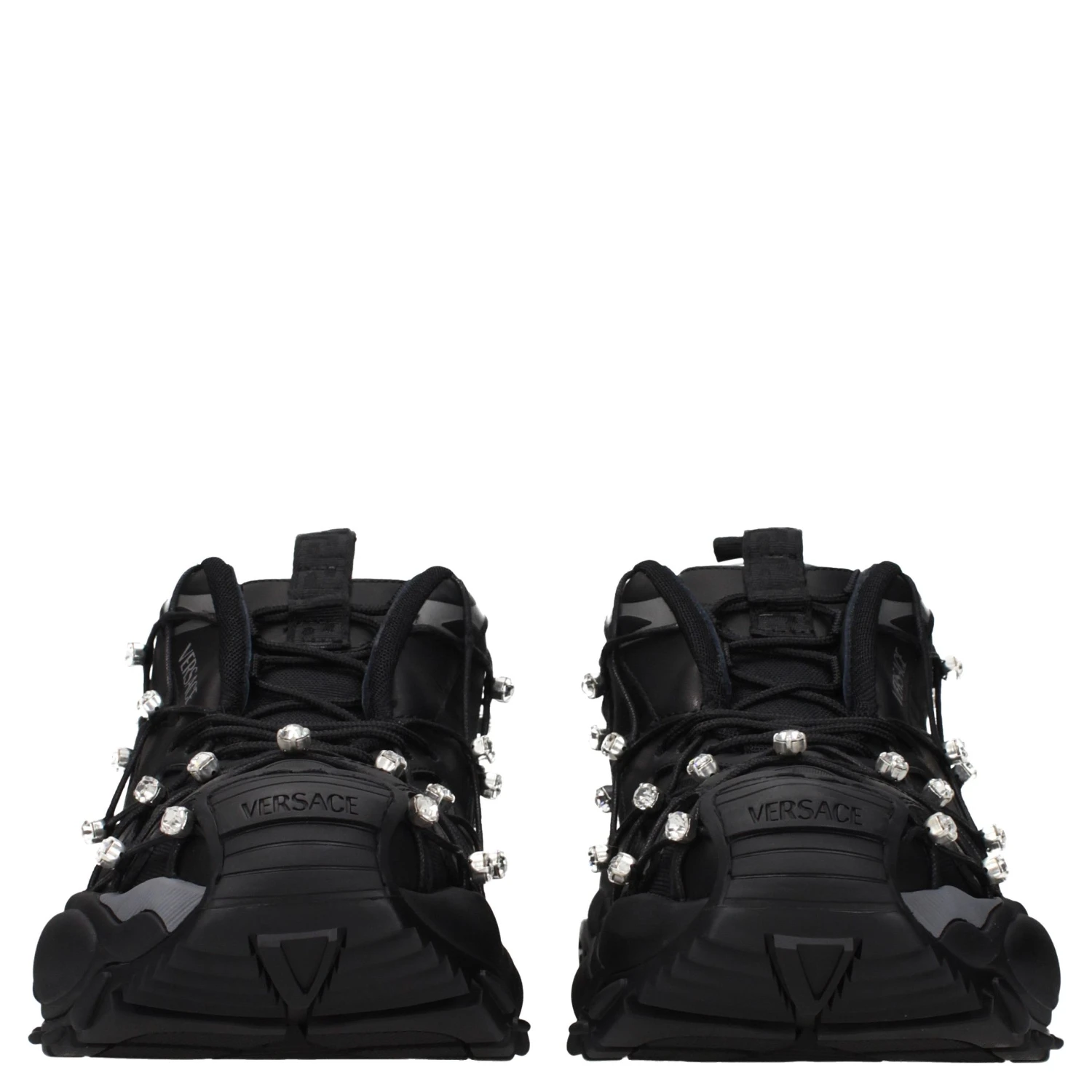 Black Fabric Chunky Sneakers