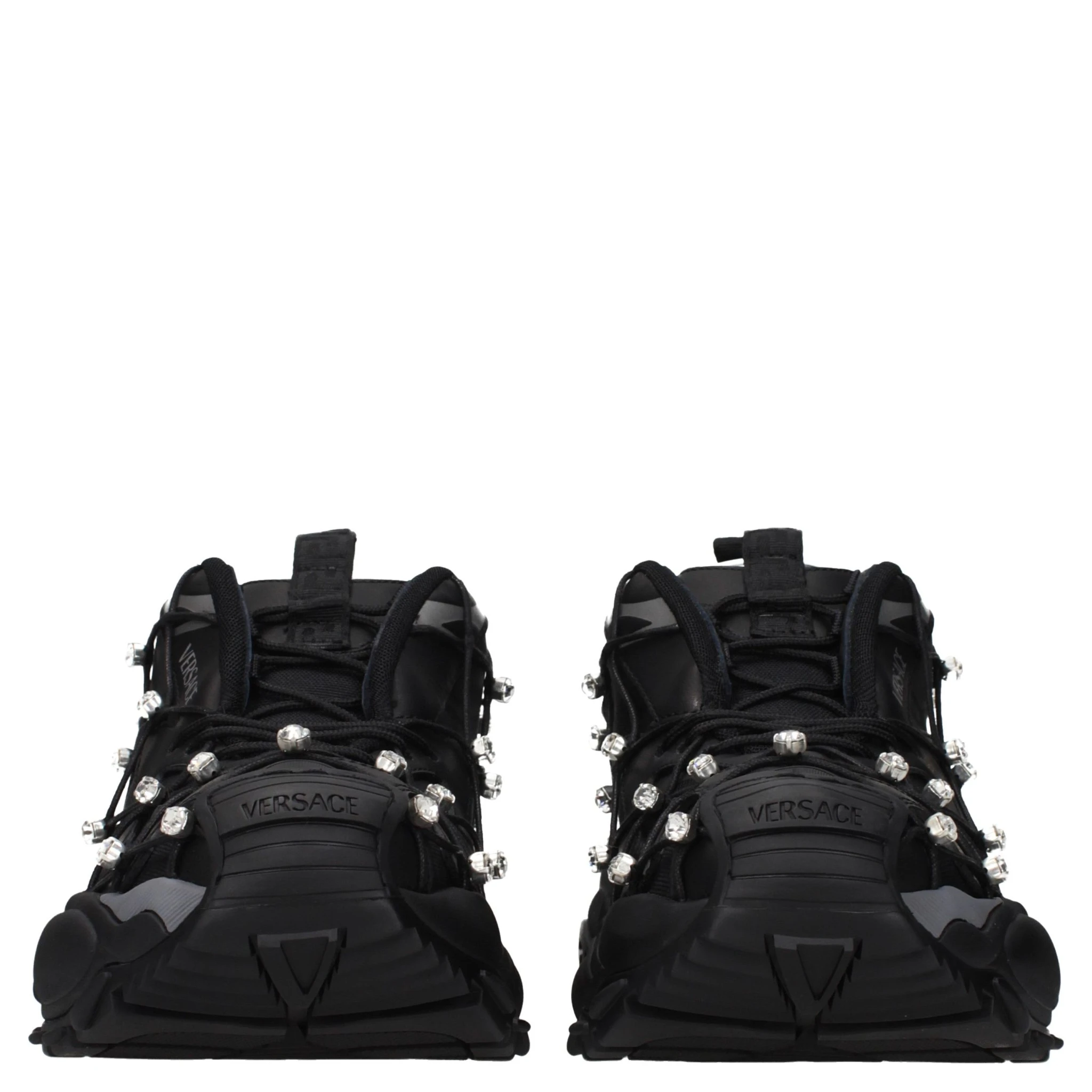 Black Fabric Chunky Sneakers