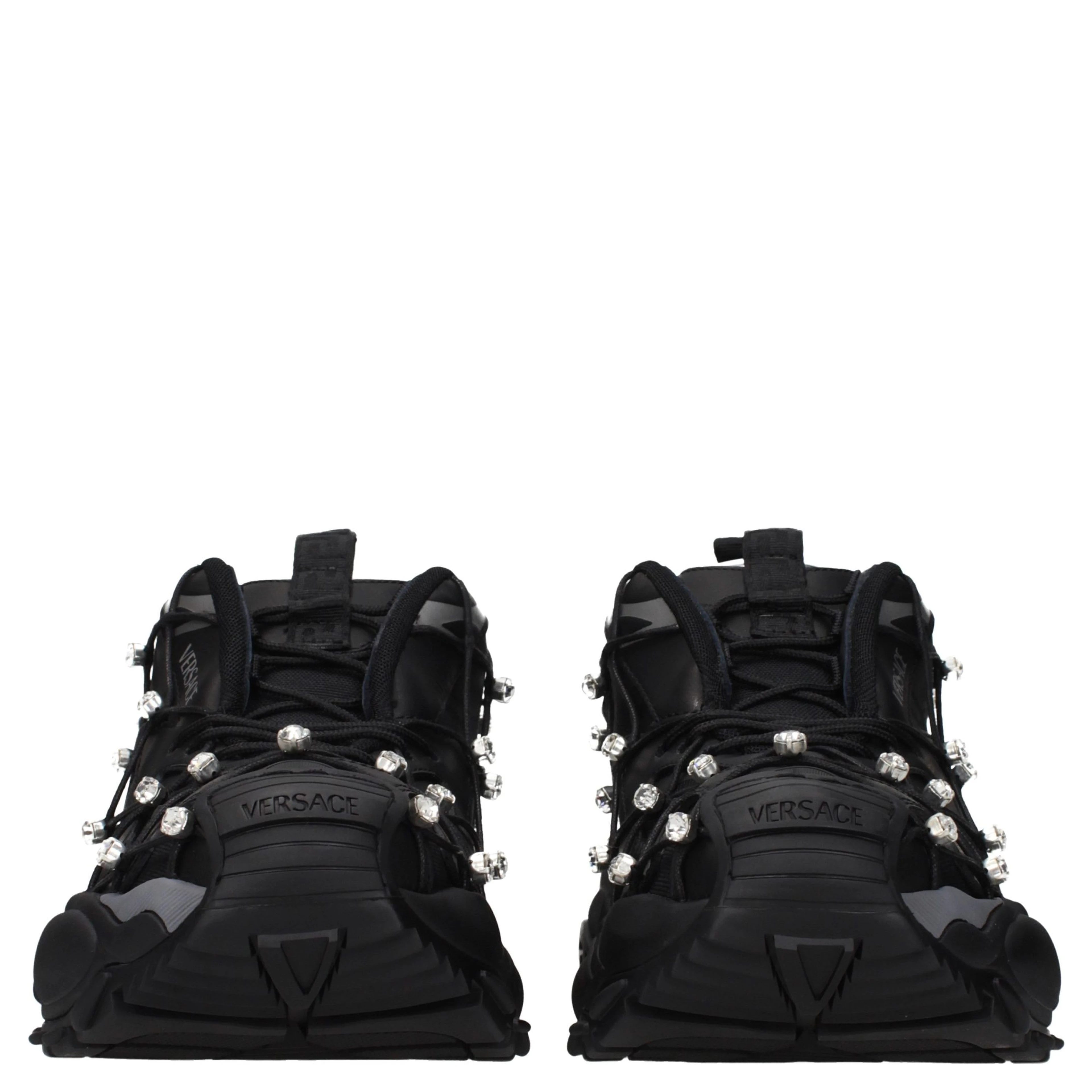 Black Fabric Chunky Sneakers