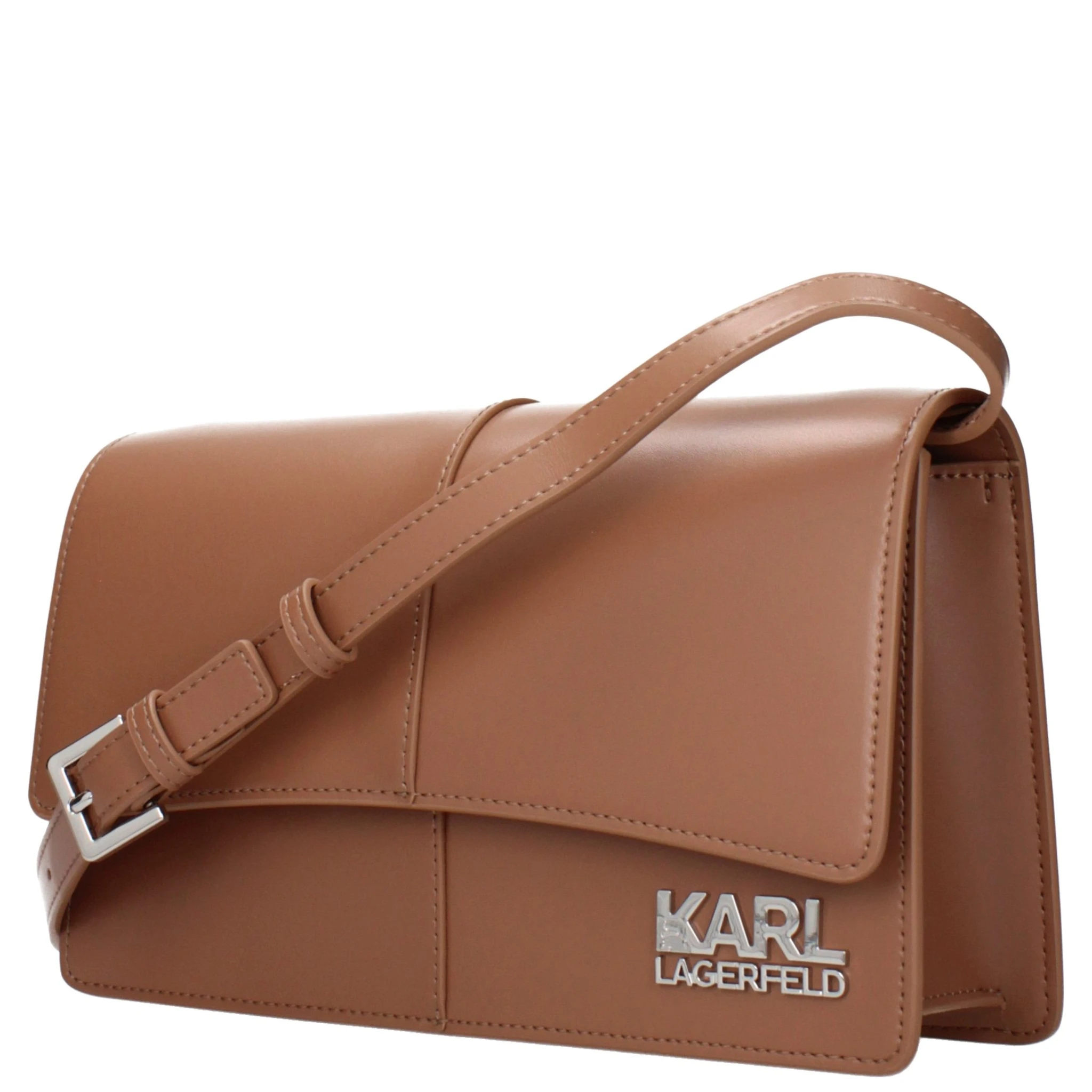 Brown Polyethylene Crossbody Bag