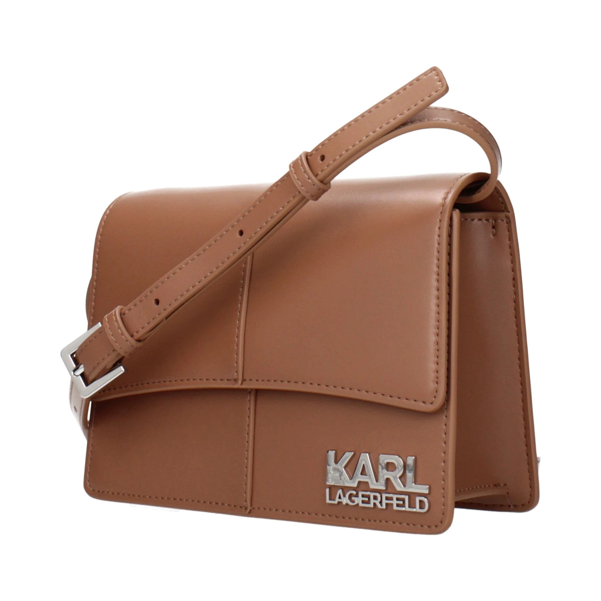 Brown Polyethylene Crossbody Bag